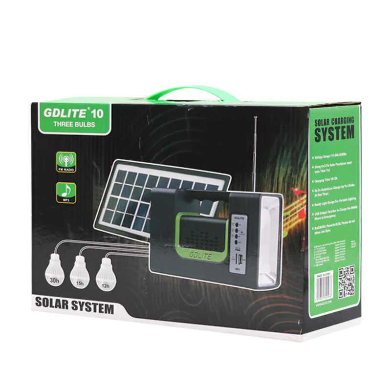 KIT SOLAR GD Lite 10: Energia Portatil + 3 bombillos + Radio